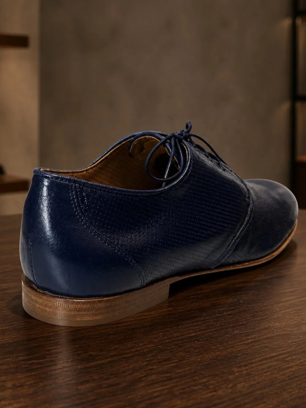 Baldinini Men’s Navy Perforated Soft Leather Comfort Derby Shoes